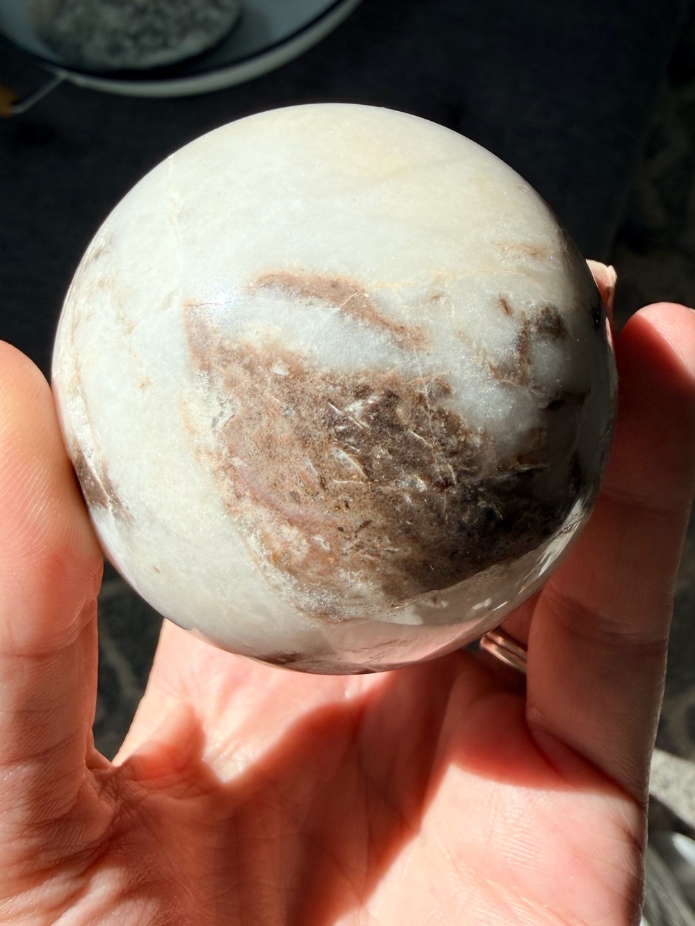 Dendritic Agate Sphere | Natural Crystal | Unique Druzy Inclusions - Picture 3 of 8